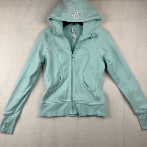 Lululemon Athletica Full Zip Scuba Hoodie Jacket Womens Size 6 Blue Sweatshirt - Picture 1 of 8